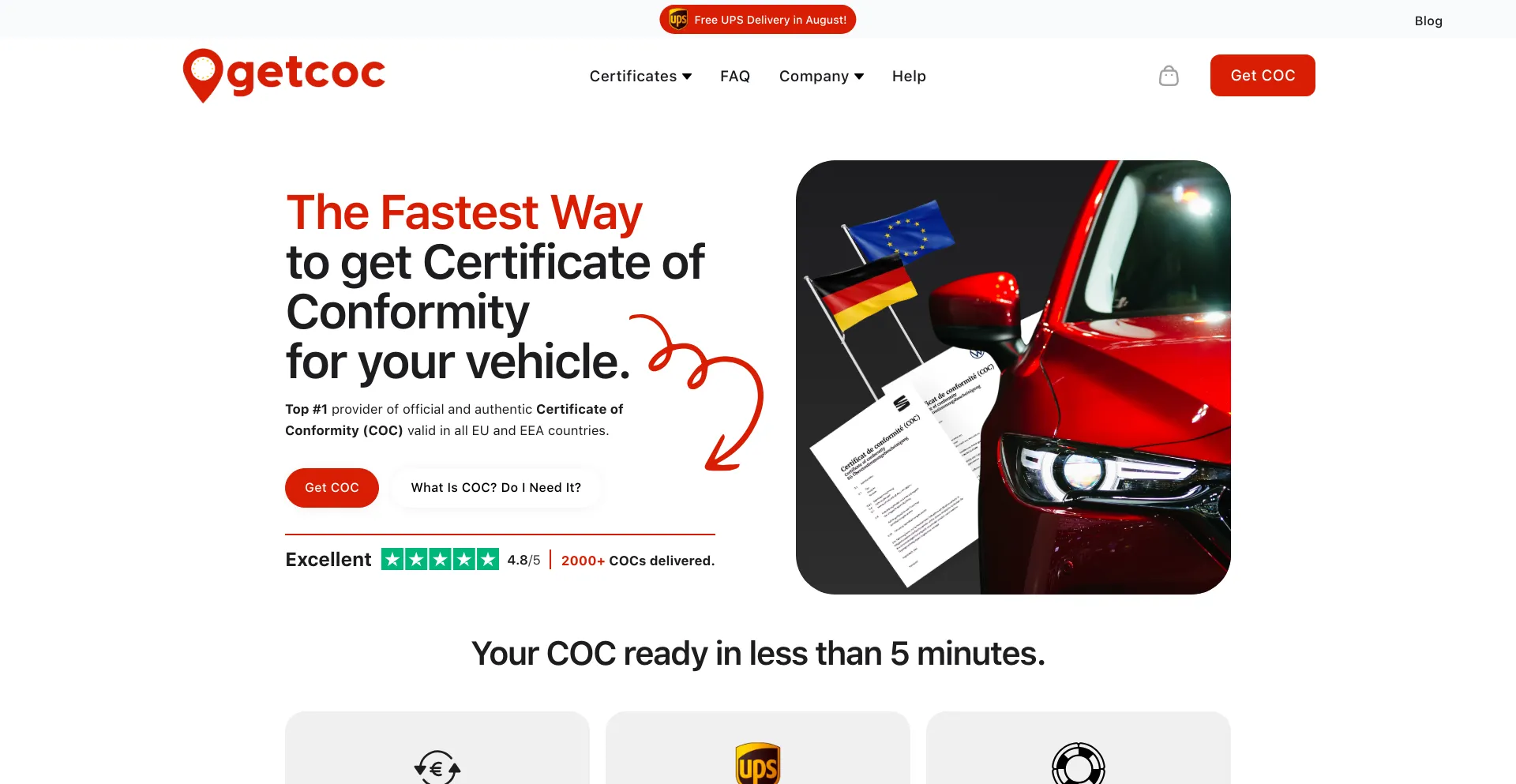 Website screenshot of Getcoc.eu