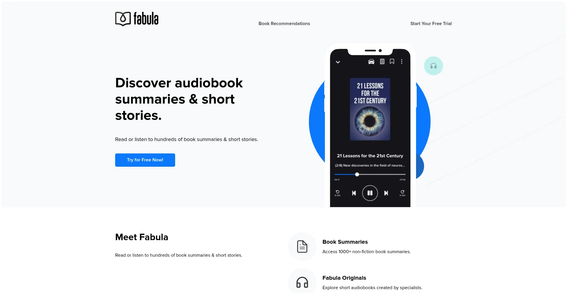 Website screenshot of Getfabula.com