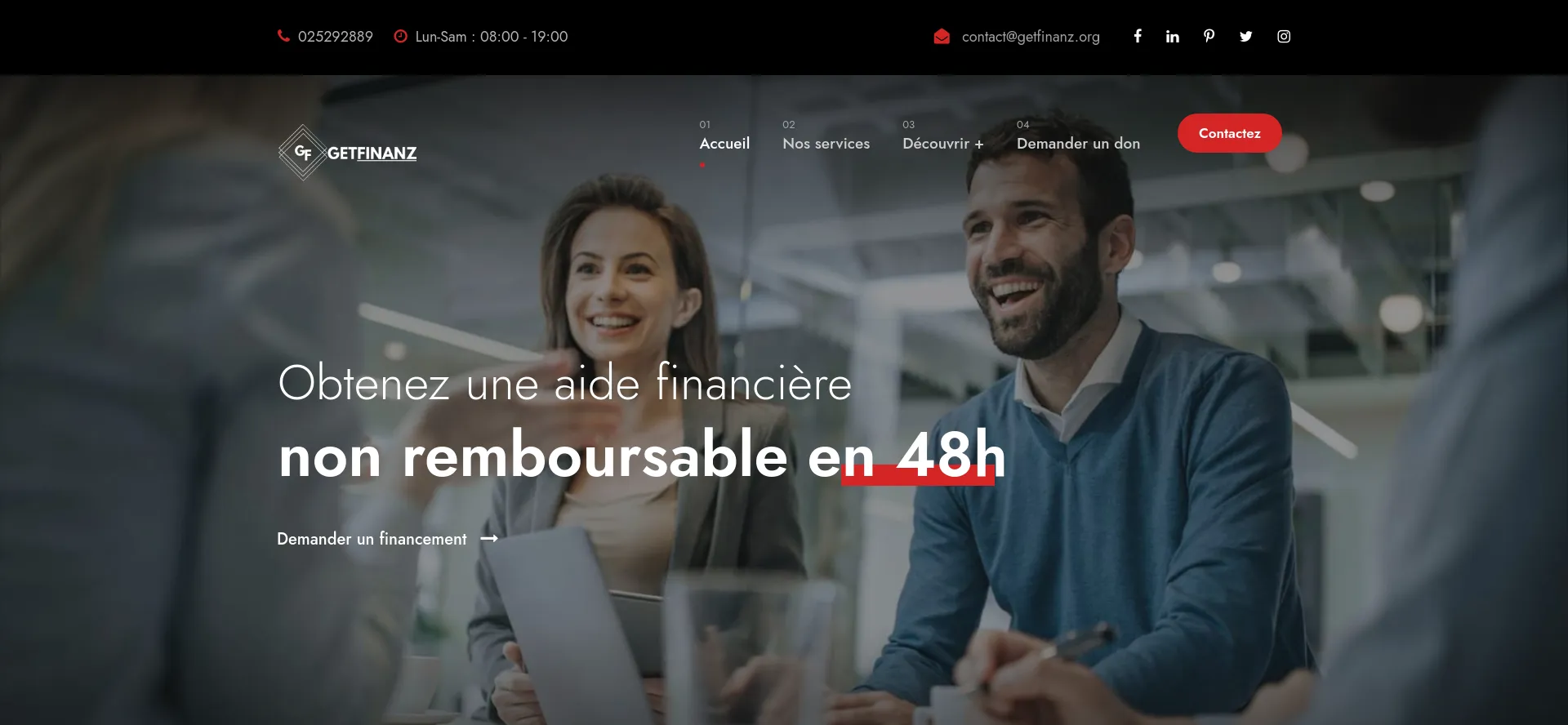 Website screenshot of Getfinanz.org