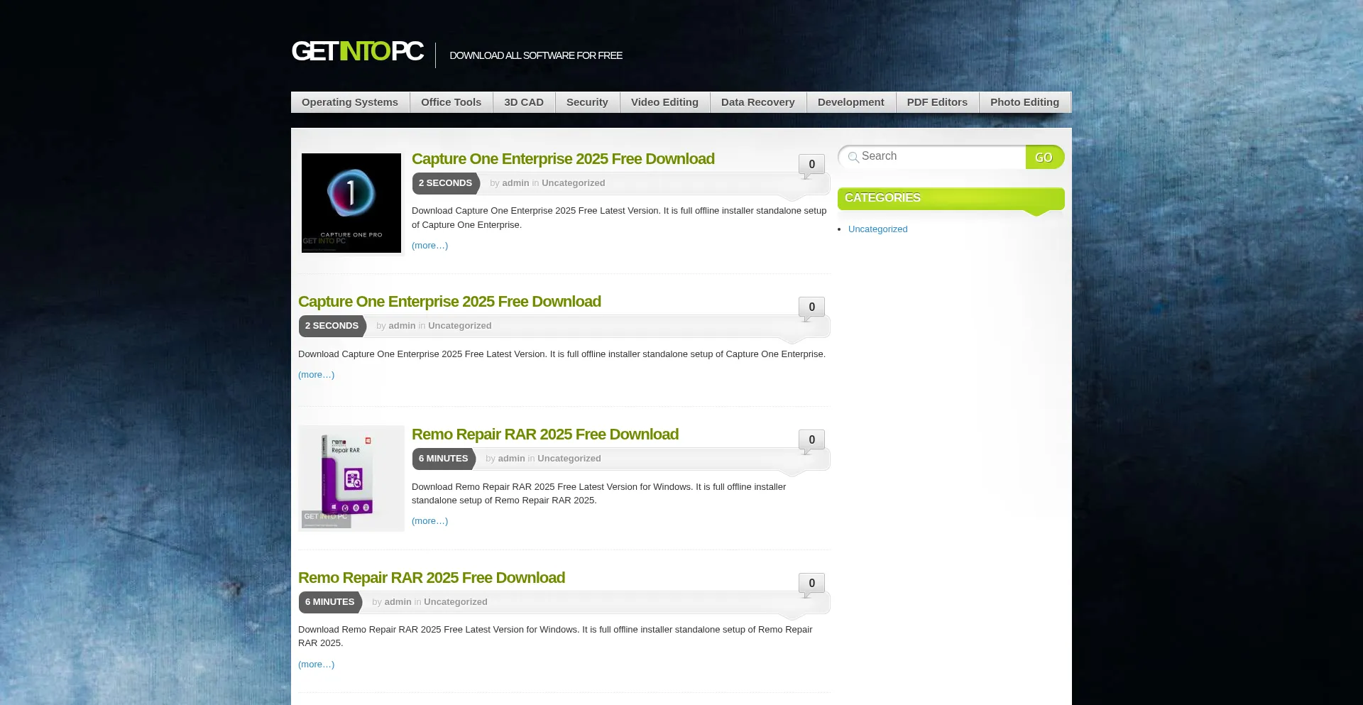 Website screenshot of Getintopc.space