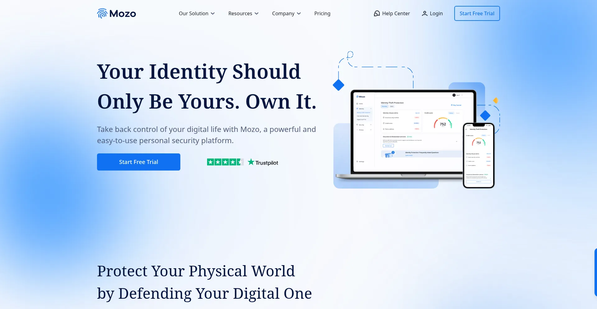 Website screenshot of Getmozo.com