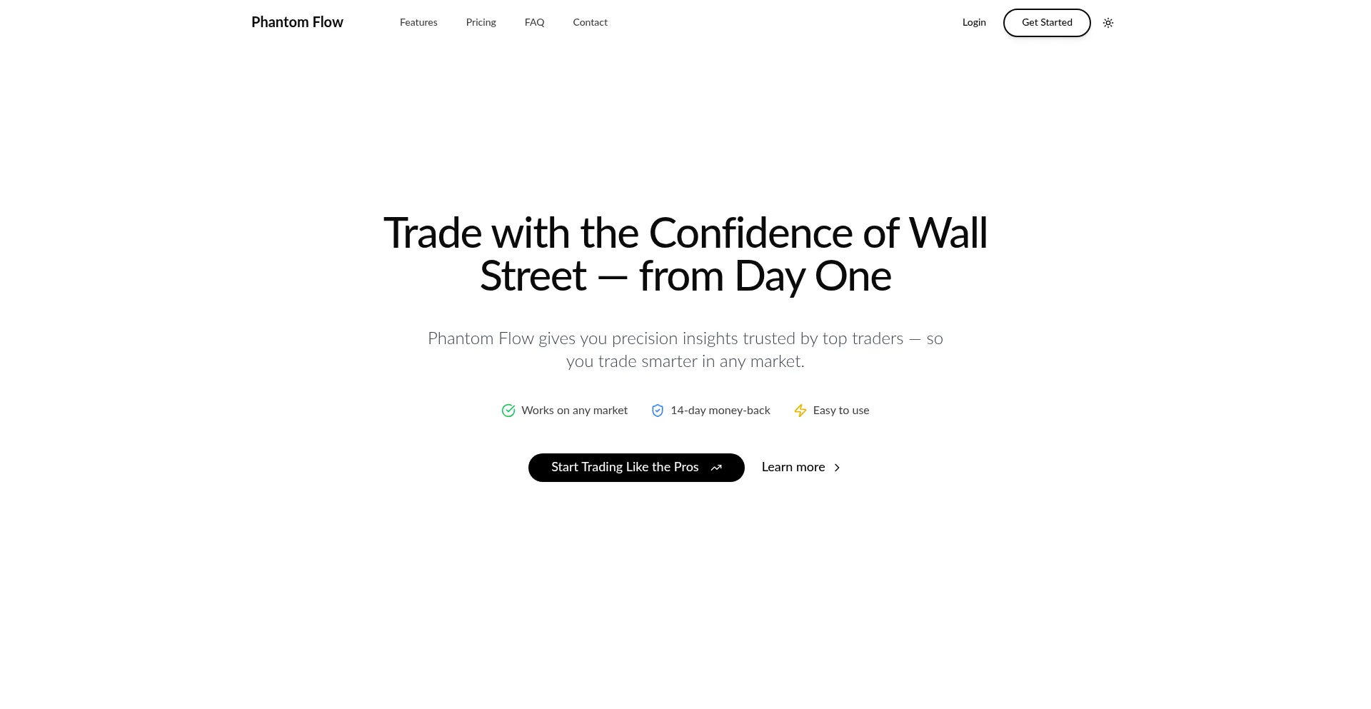 Website screenshot of Getphantomflow.com