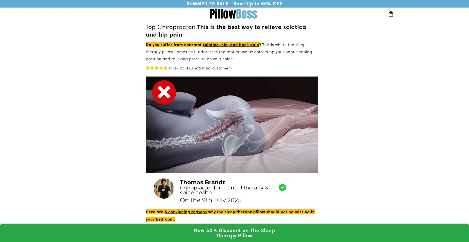 Website screenshot of Getpillowboss.com