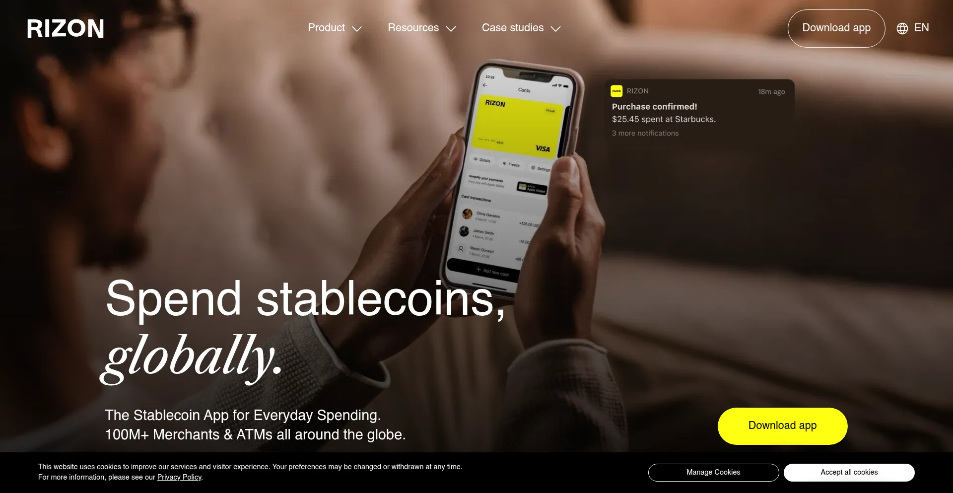 Website screenshot of Getrizon.com