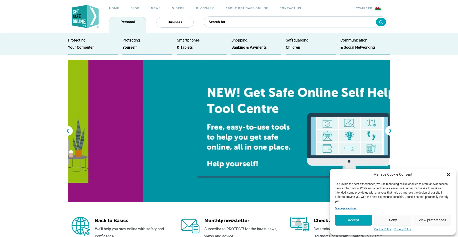 Website screenshot of Getsafeonline.org