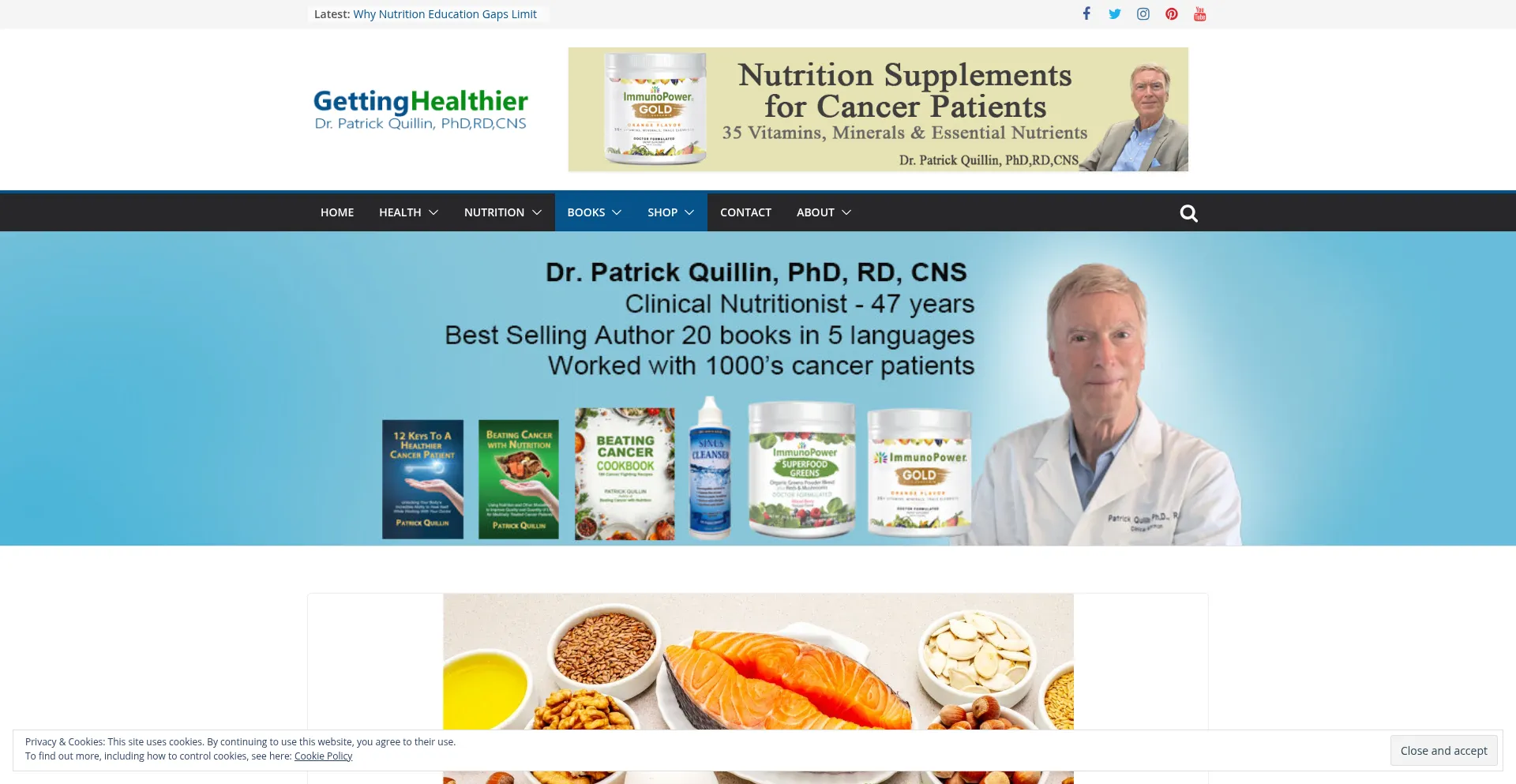 Website screenshot of Gettinghealthier.com