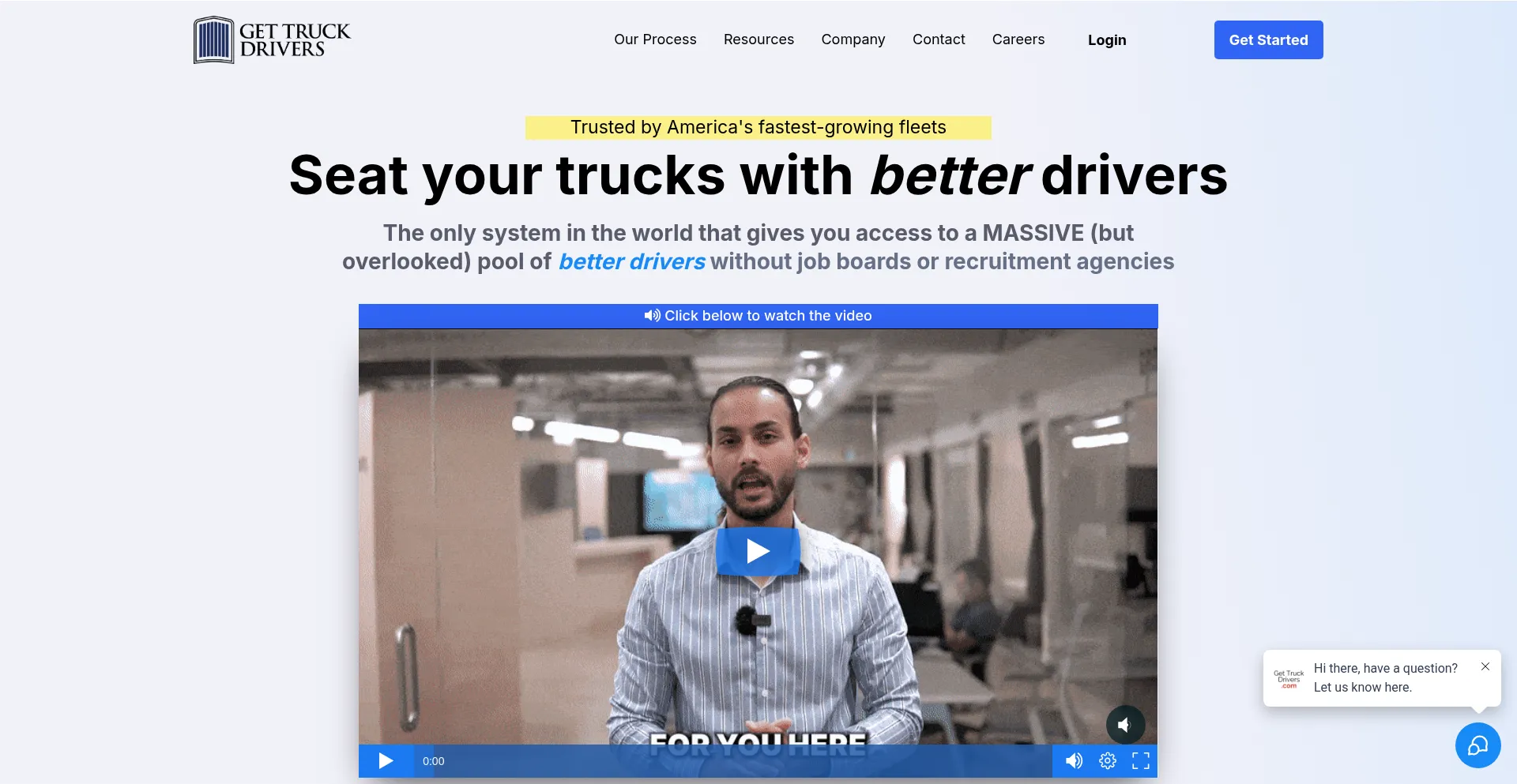 Website screenshot of Gettruckdrivers.com