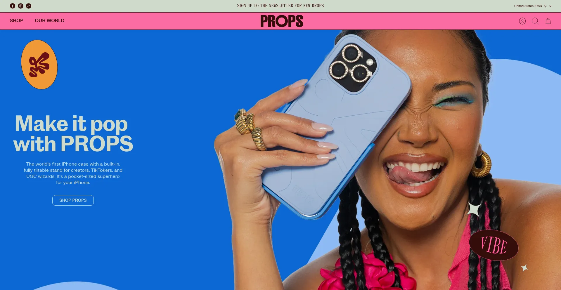 Website screenshot of Getyourprops.com