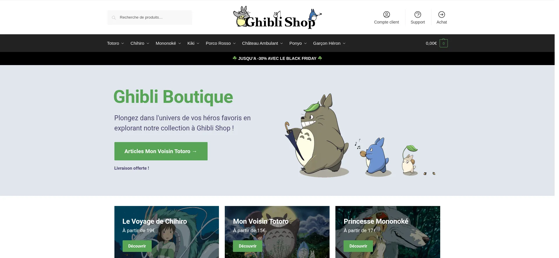 Website screenshot of Ghibli-shop.fr