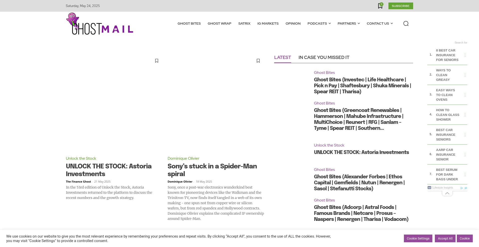 Website screenshot of Ghostmail.co.za