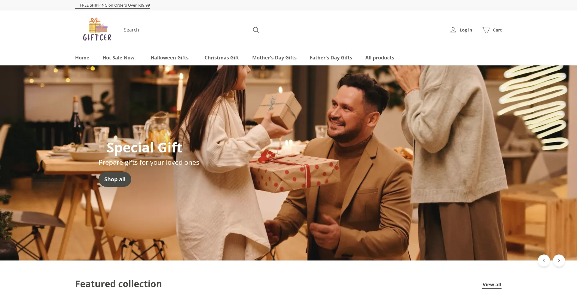 Website screenshot of Giftcer.com