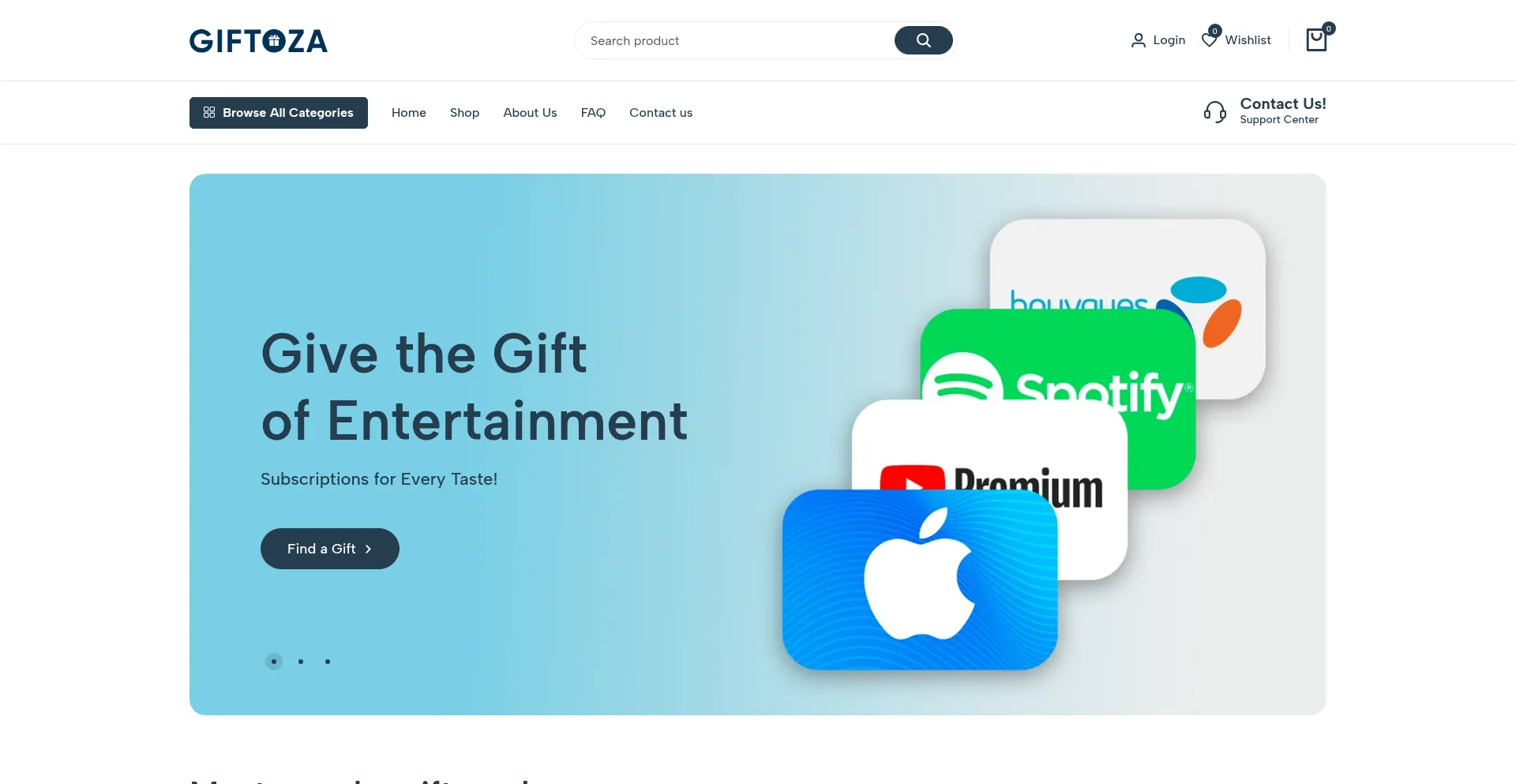 Website screenshot of Giftoza.com