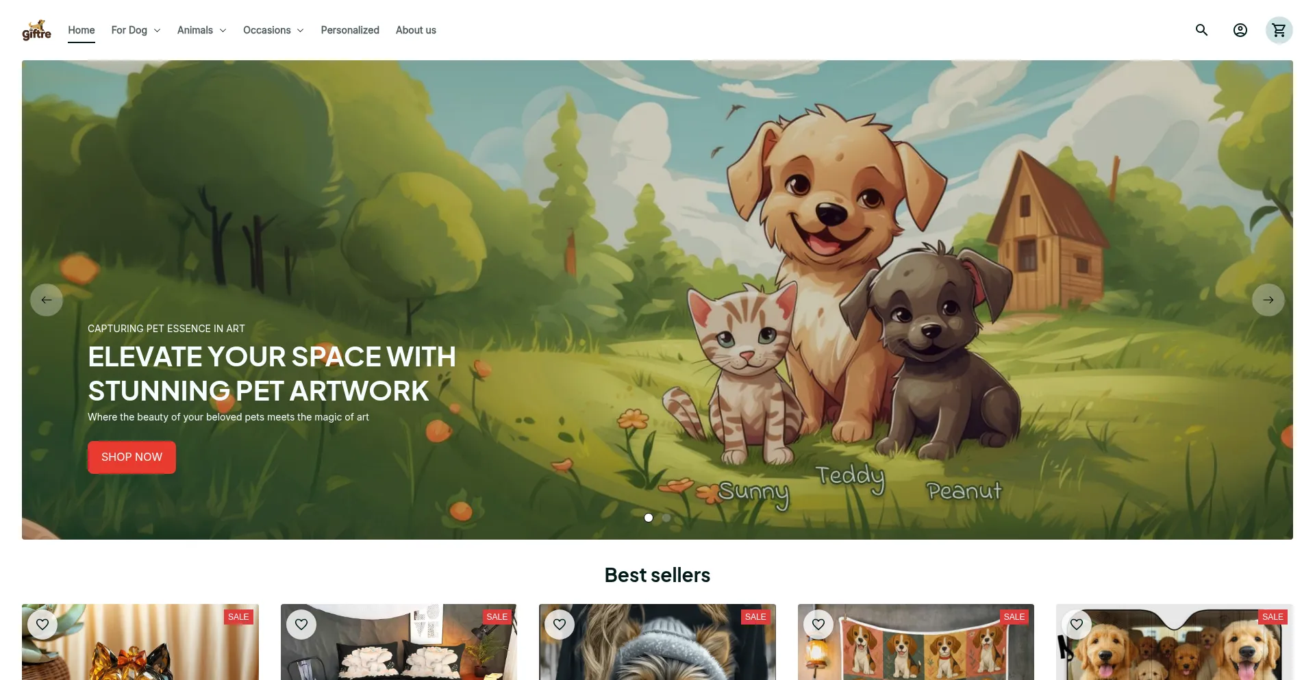 Website screenshot of Giftre.com