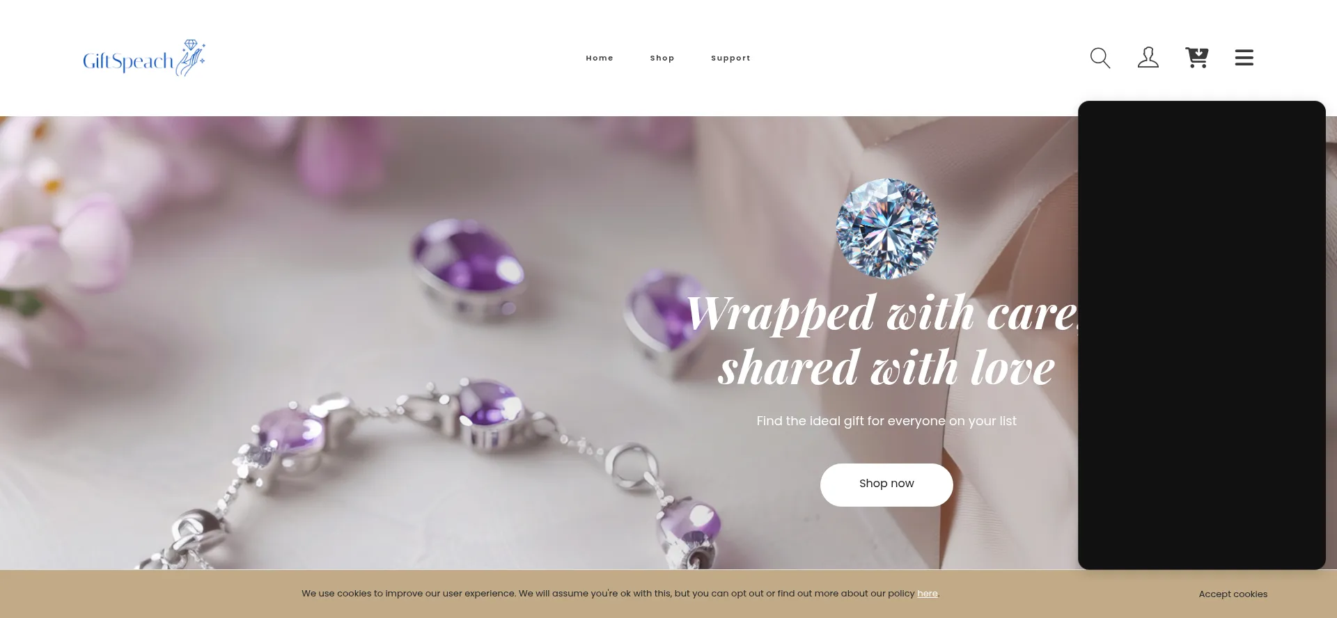 Website screenshot of Giftspeach.com