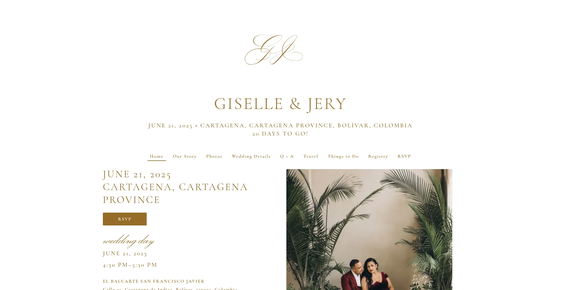 Website screenshot of Gigiandjery.wedding