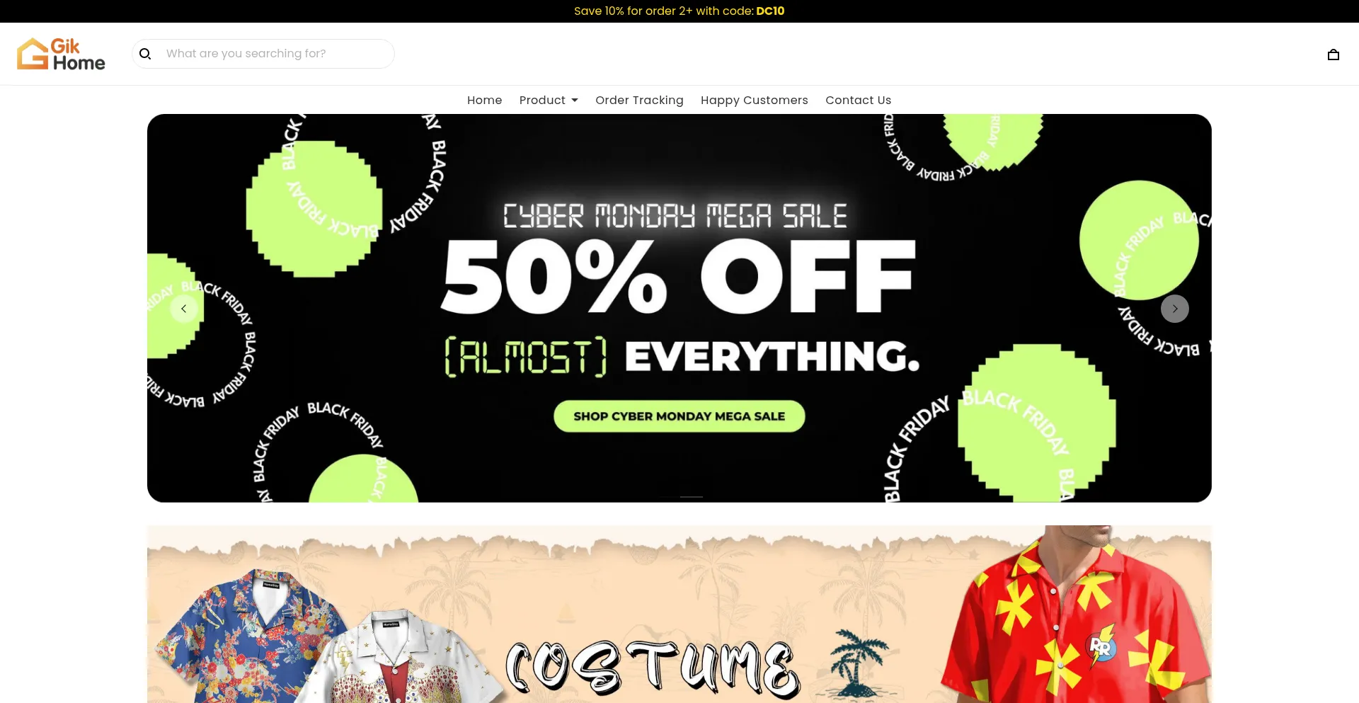 Website screenshot of Gikhome.com