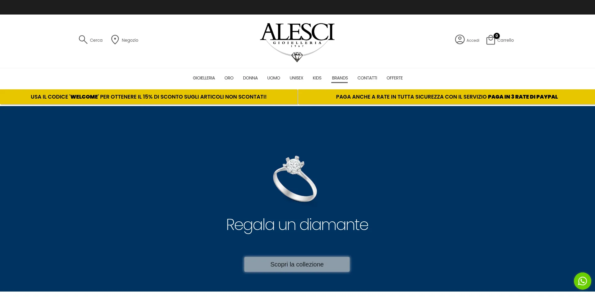 Website screenshot of Gioielleriaalesci.it