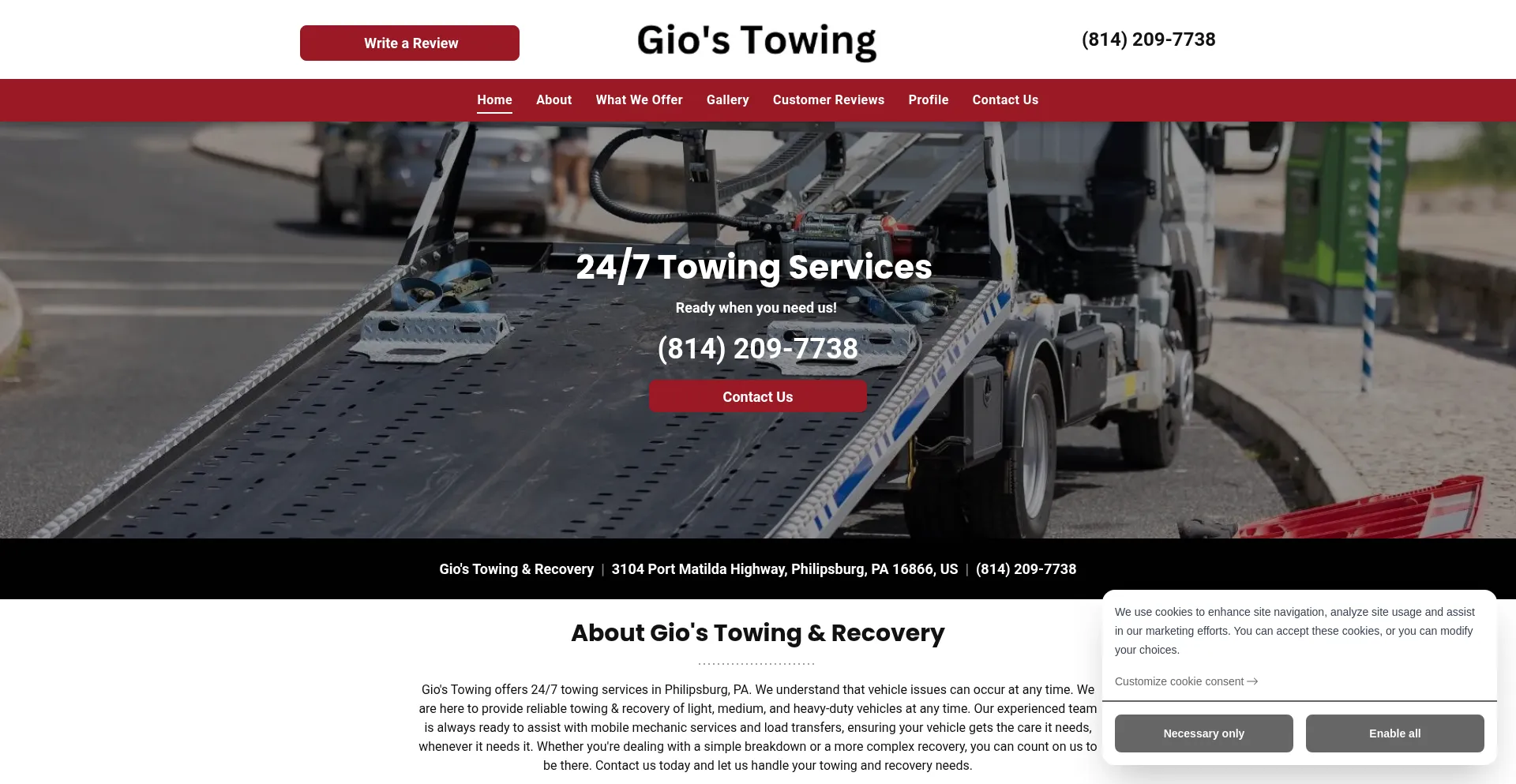 Website screenshot of Giostowingpa.com