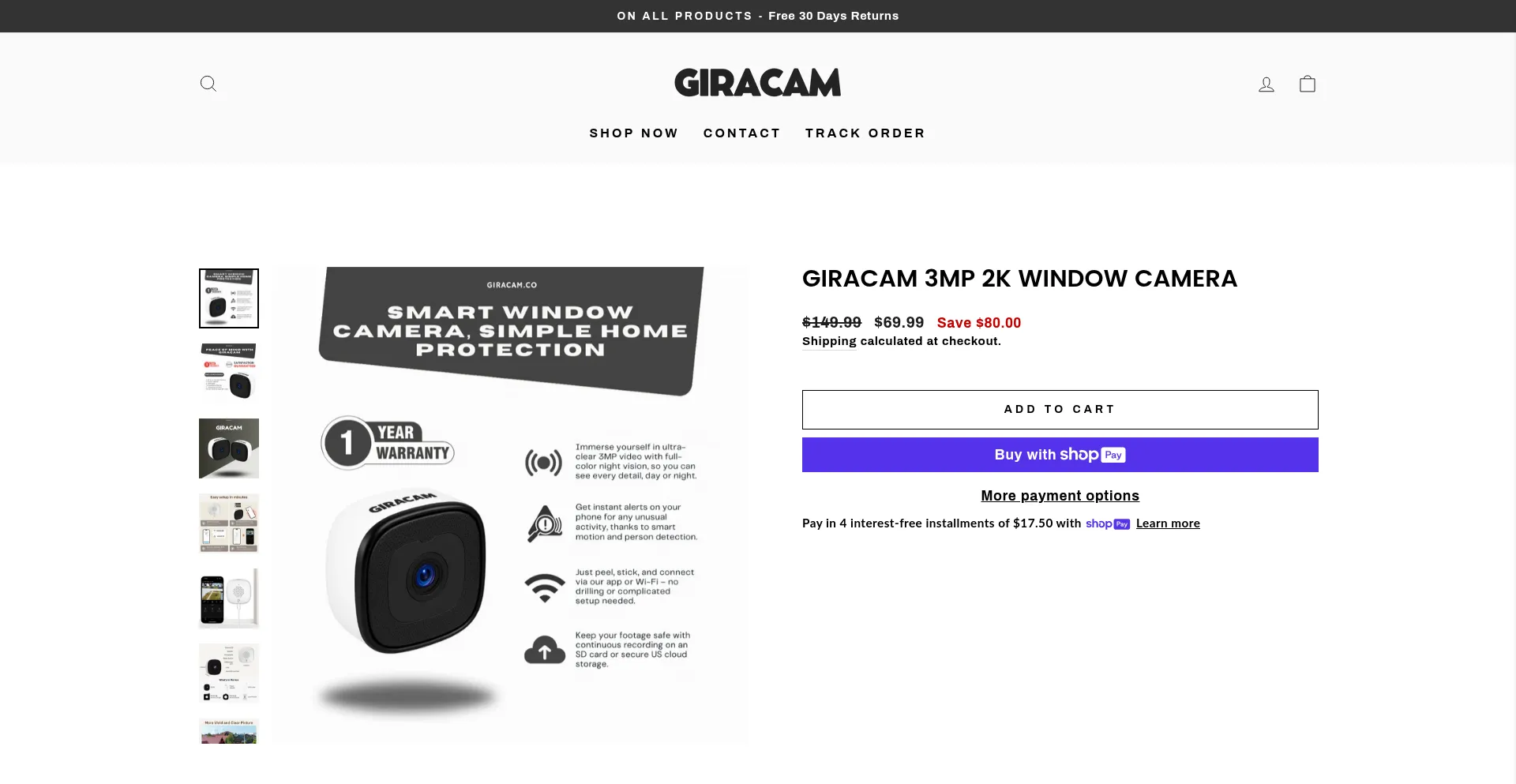 Website screenshot of Giracam.co