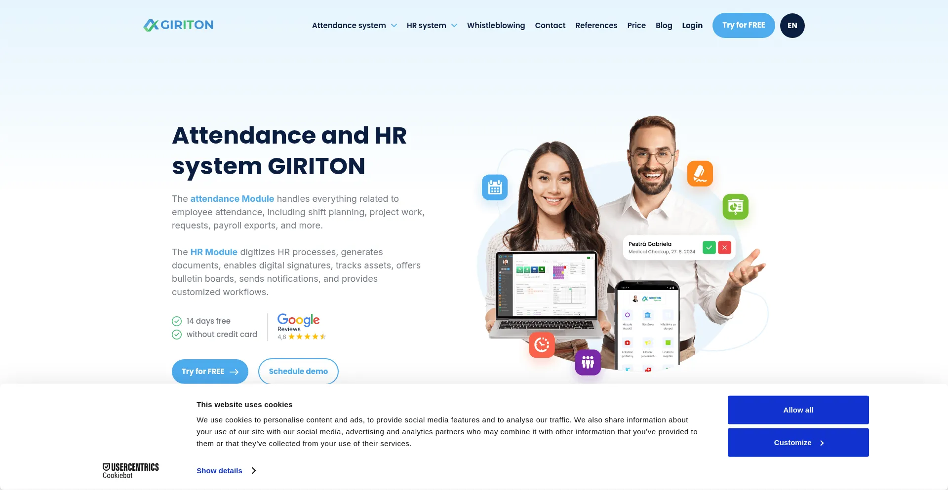 Website screenshot of Giriton.com