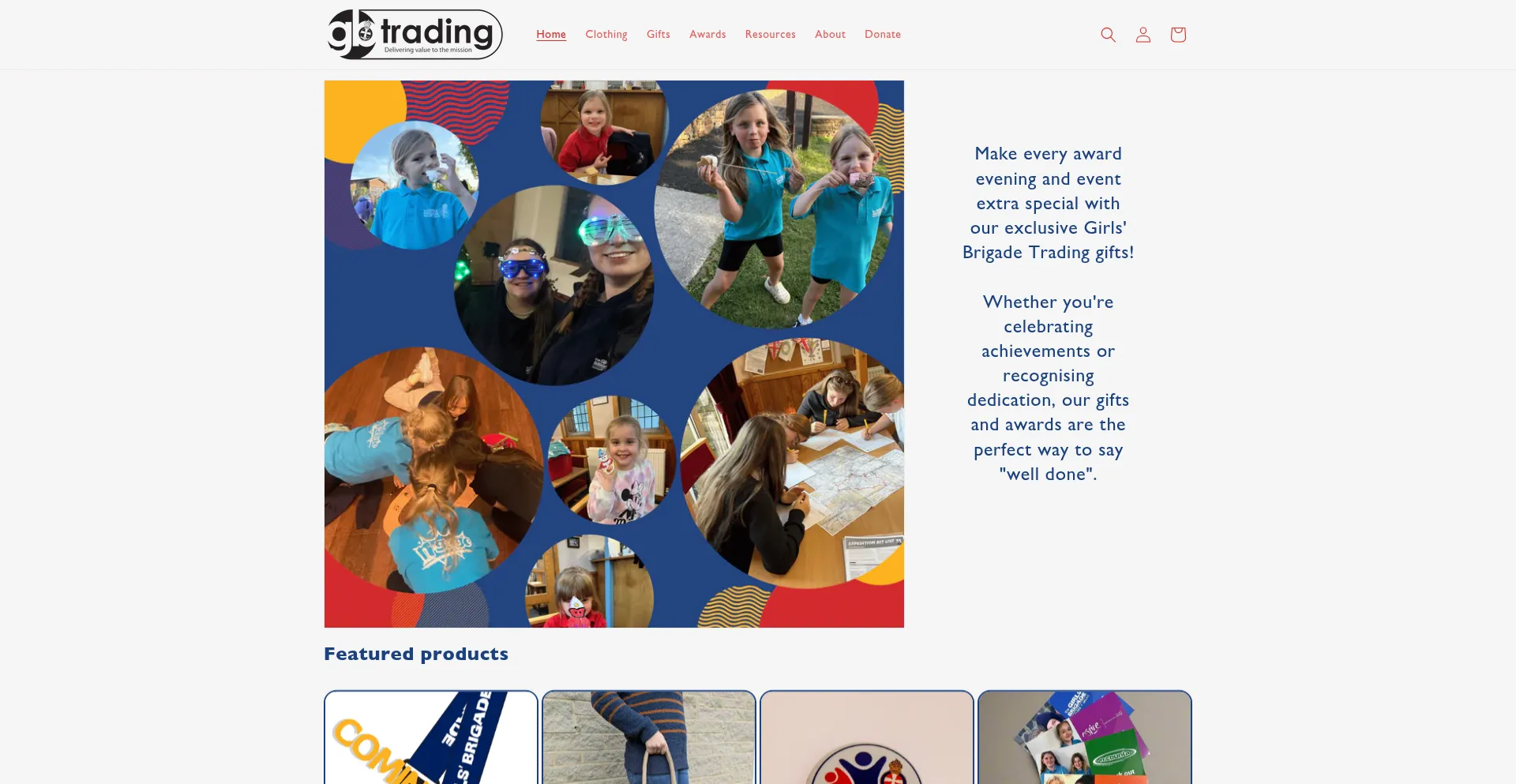 Website screenshot of Girlsbrigadetrading.com