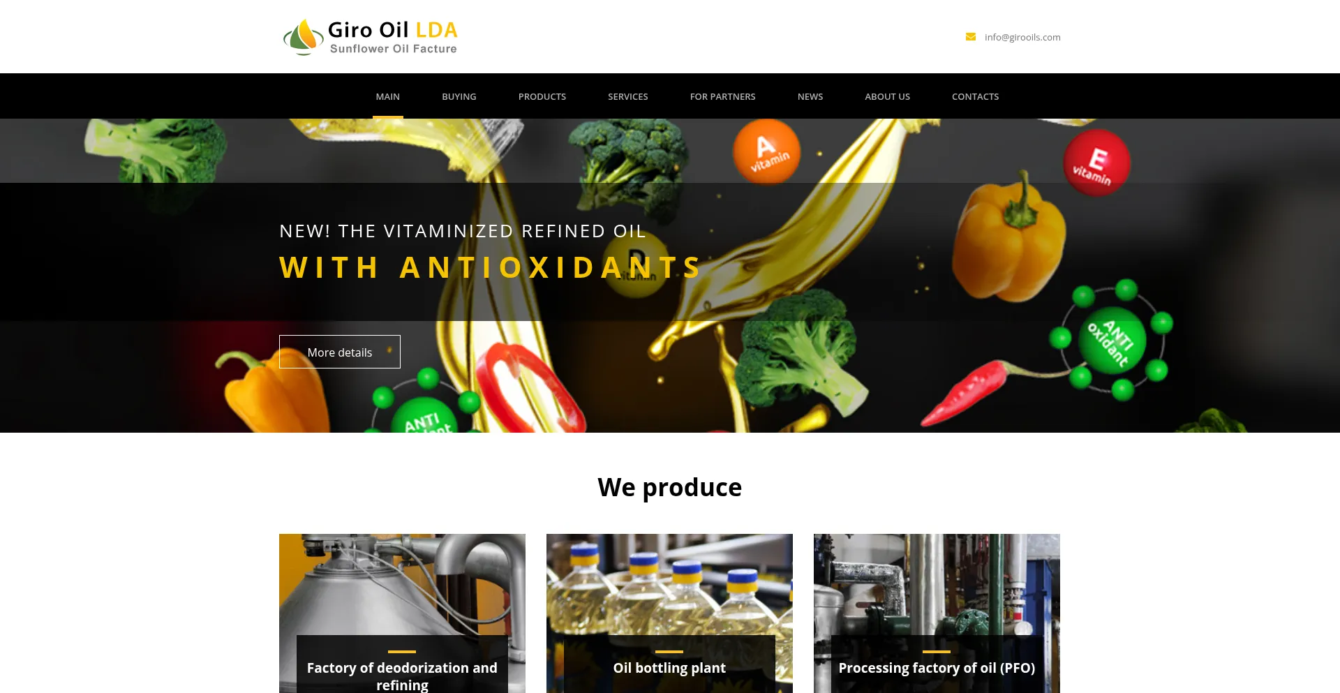 Website screenshot of Girooils.com