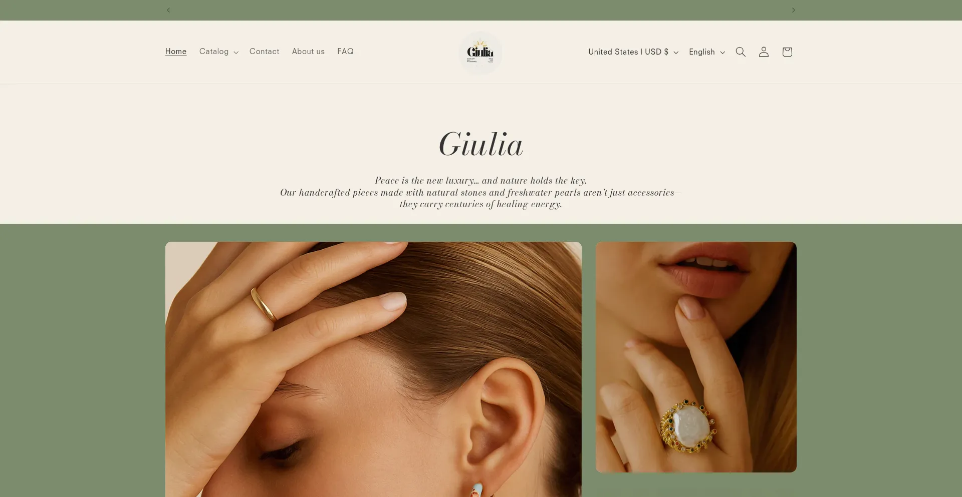 Website screenshot of Giuliajewellery.com