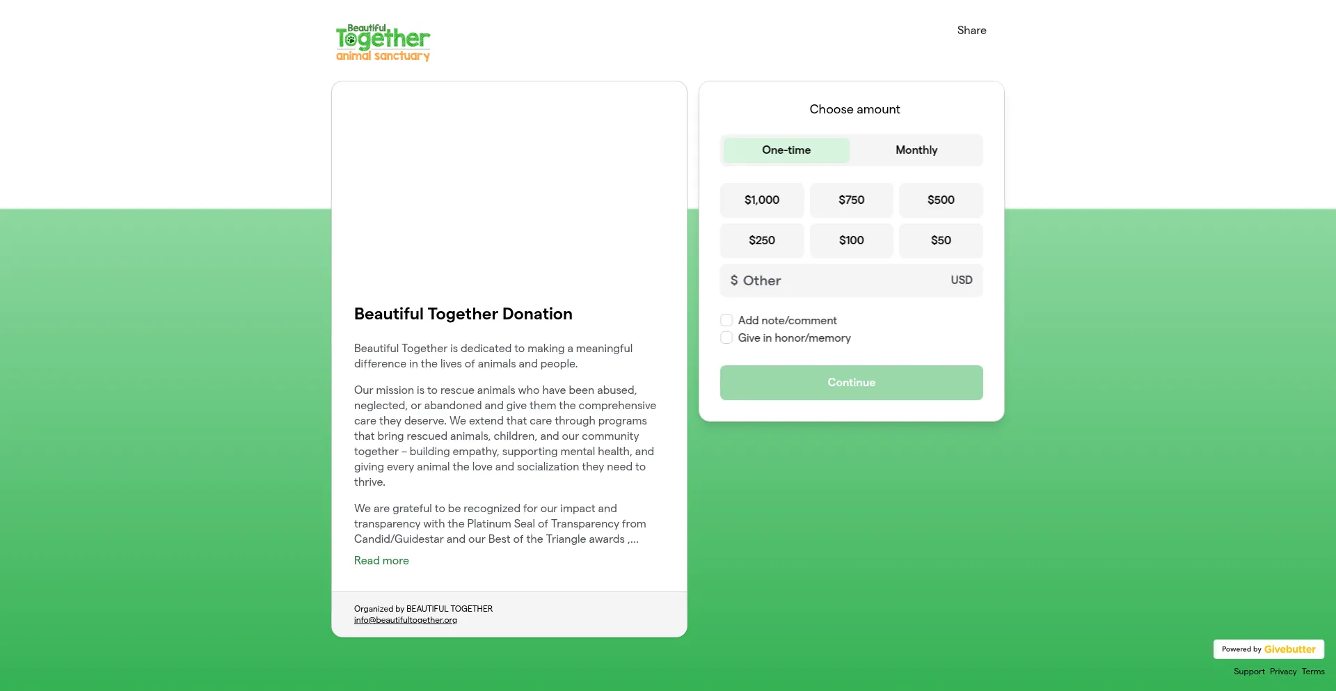 Give.beautifultogethersanctuary.com