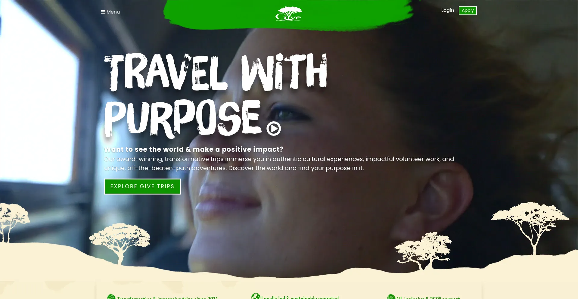 Website screenshot of Givevolunteers.org