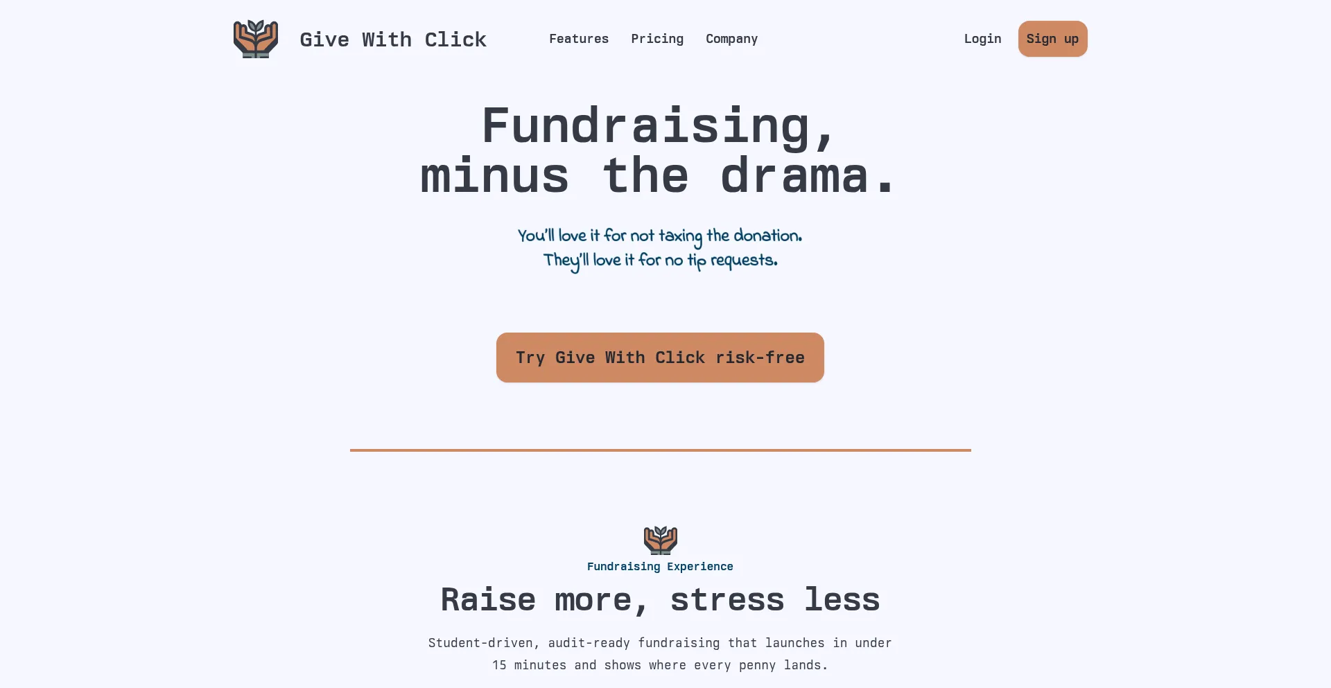 Website screenshot of Givewithclick.com