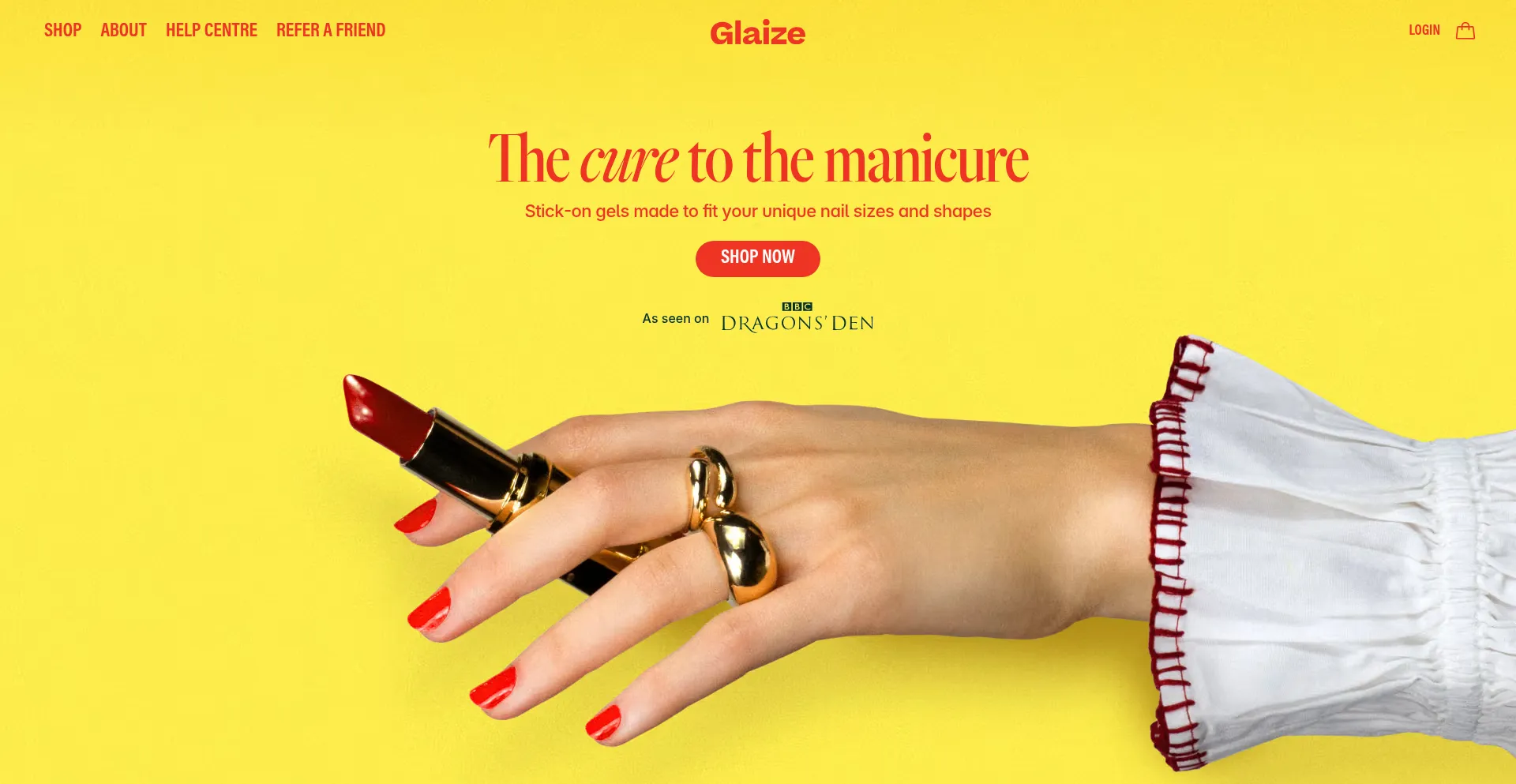 Website screenshot of Glaize.co