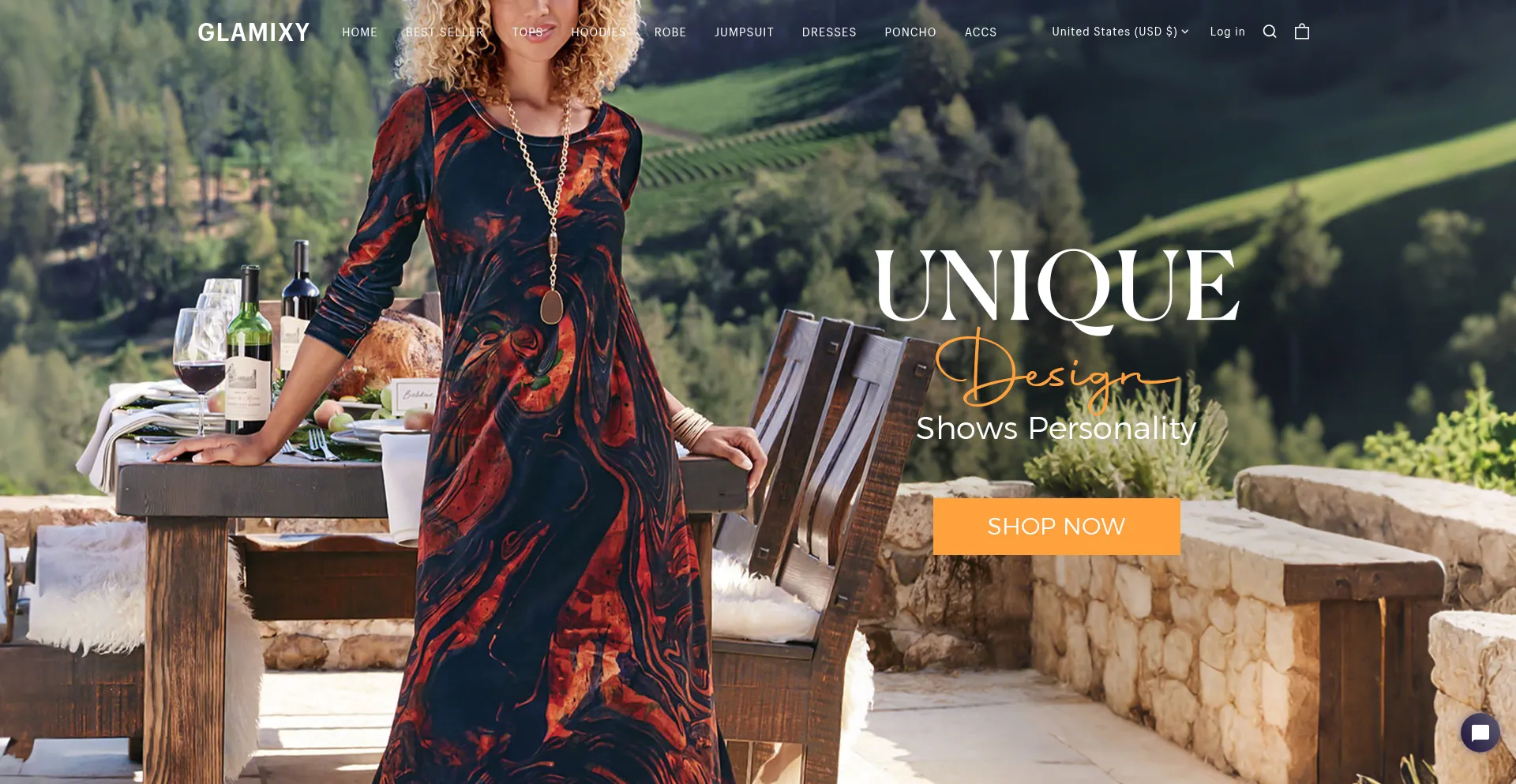 Website screenshot of Glamixy.com