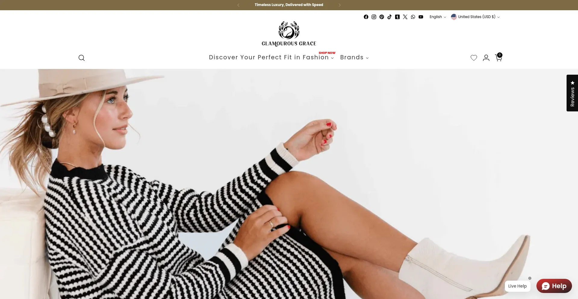 Website screenshot of Glamourousgrace.com