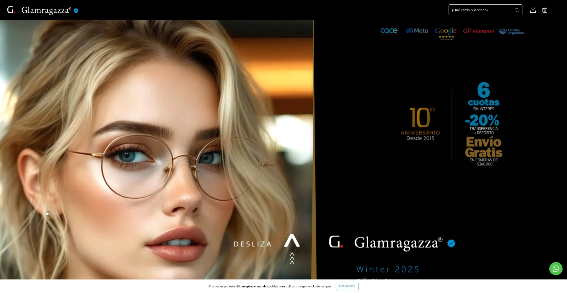 Website screenshot of Glamragazza.com