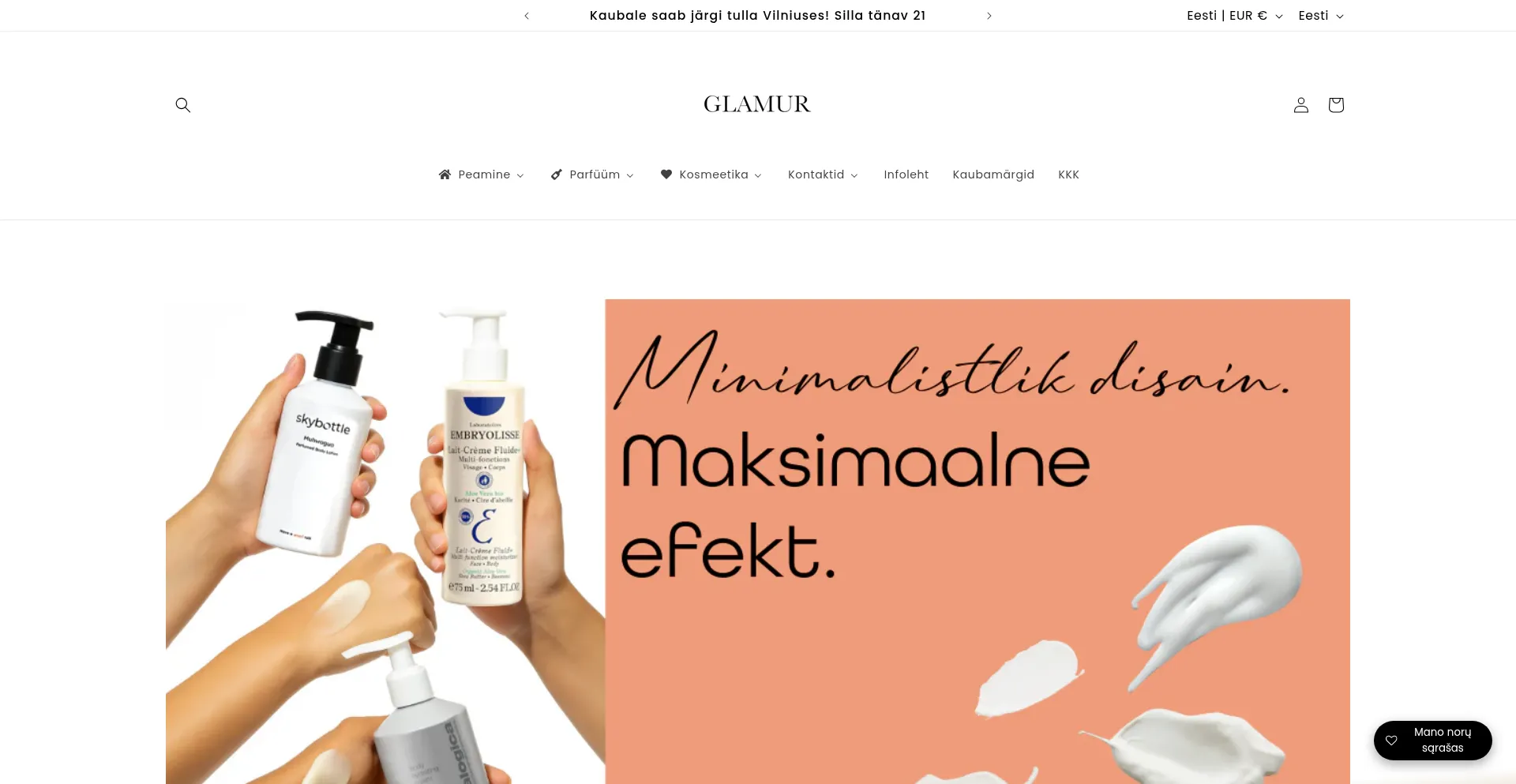 Website screenshot of Glamur.ee