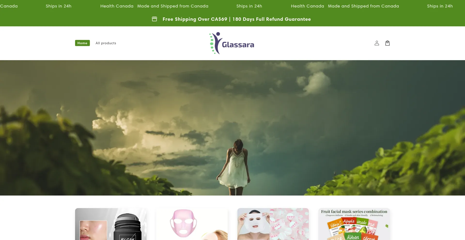 Website screenshot of Glassara.com