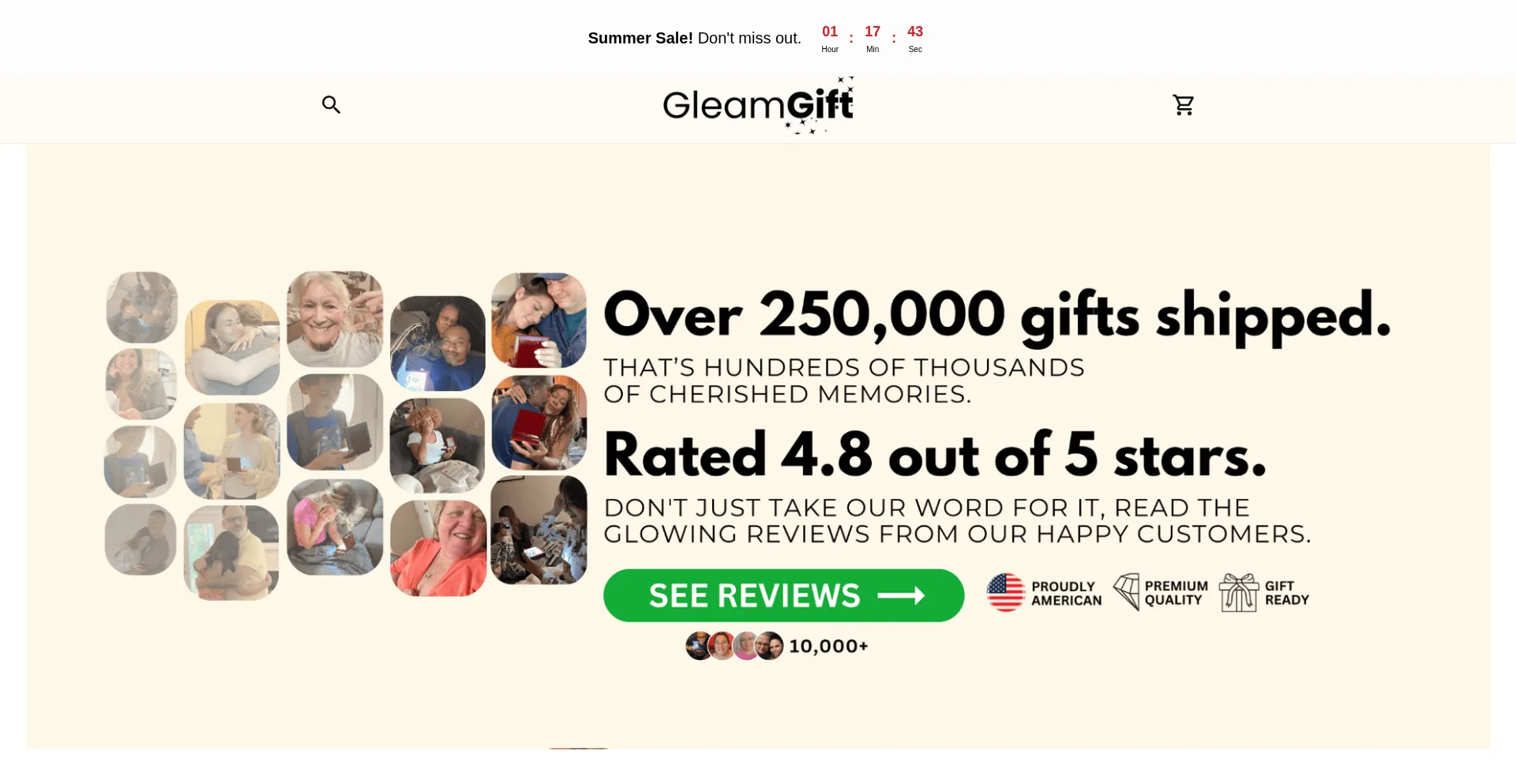 Website screenshot of Gleamgift.com