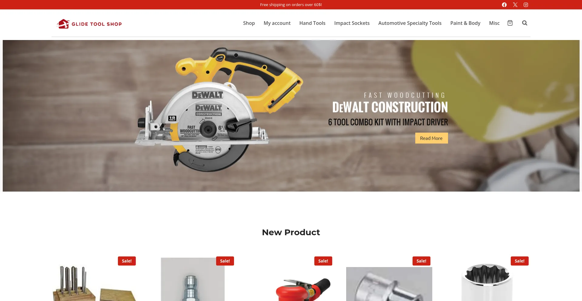 Website screenshot of Glidetoolshop.com