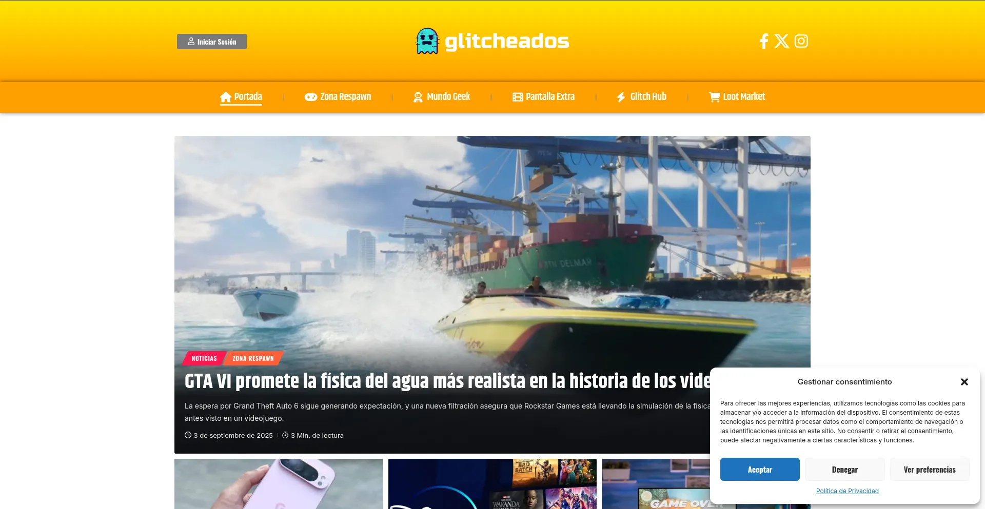 Website screenshot of Glitcheados.com