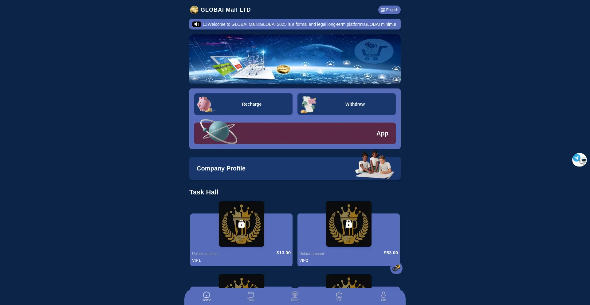 Website screenshot of Globaimall.com