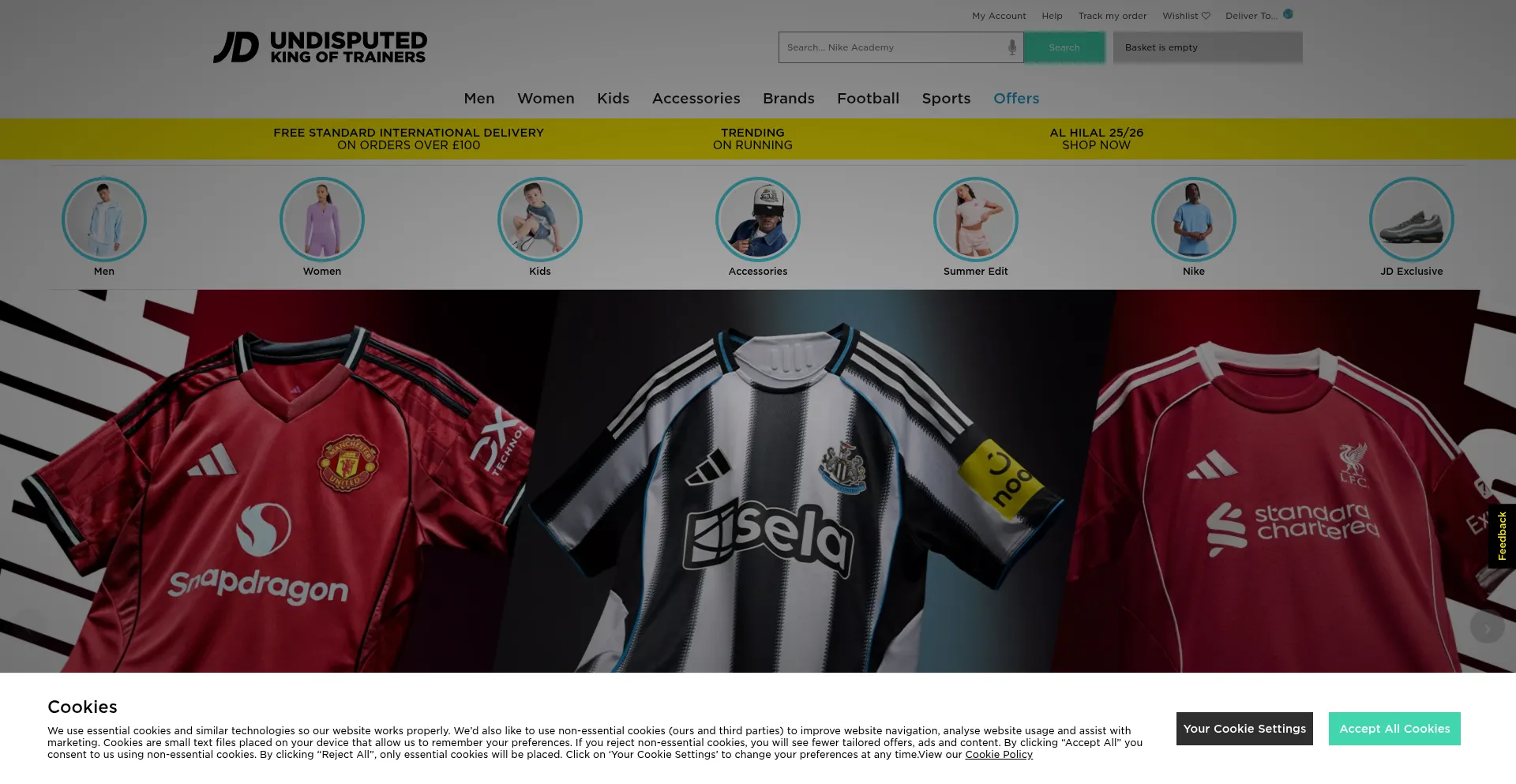 Website screenshot of Global.jdsports.com