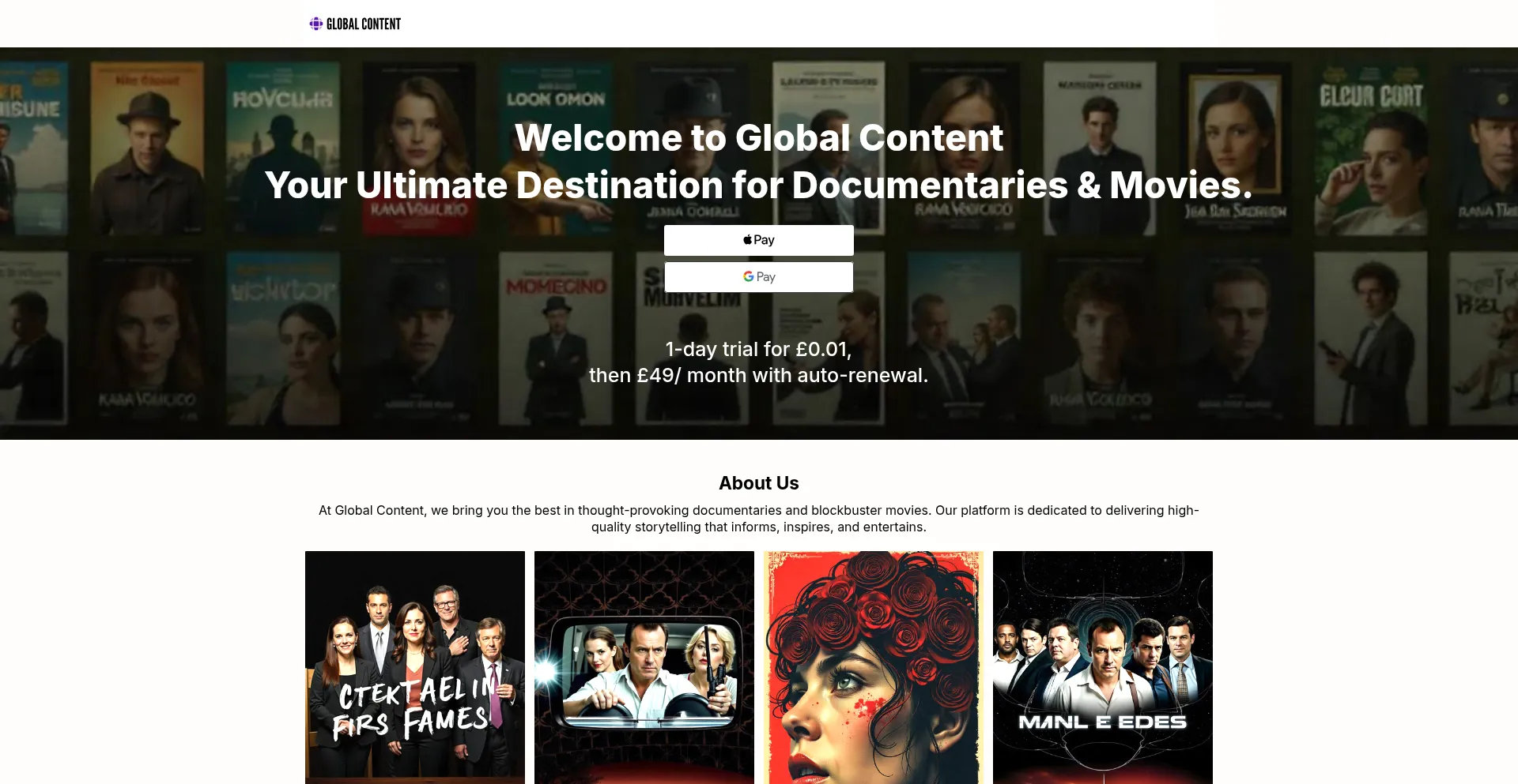 Website screenshot of Global-content.co
