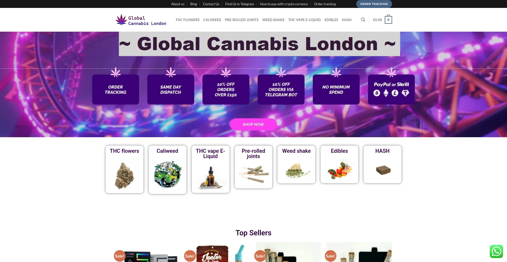 Website screenshot of Globalcannabislondon.uk