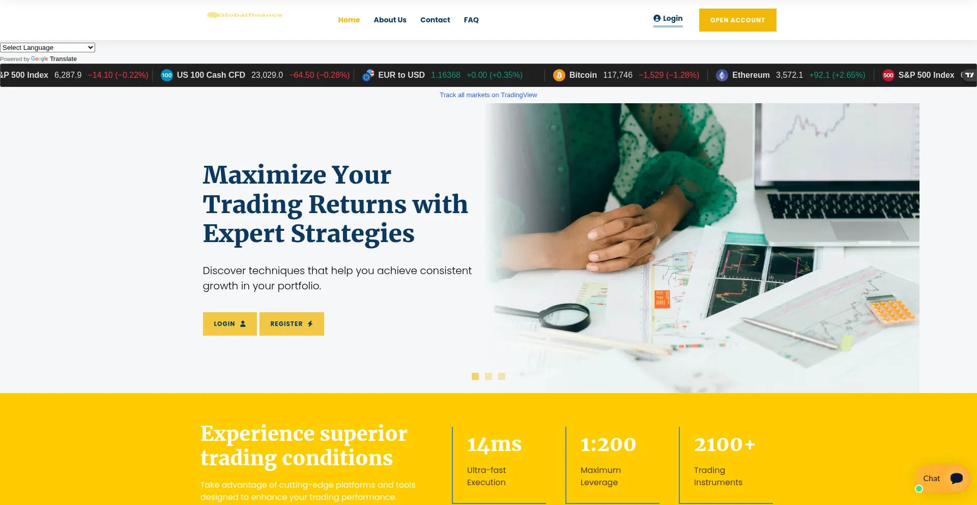 Website screenshot of Globalfinanceltd.org