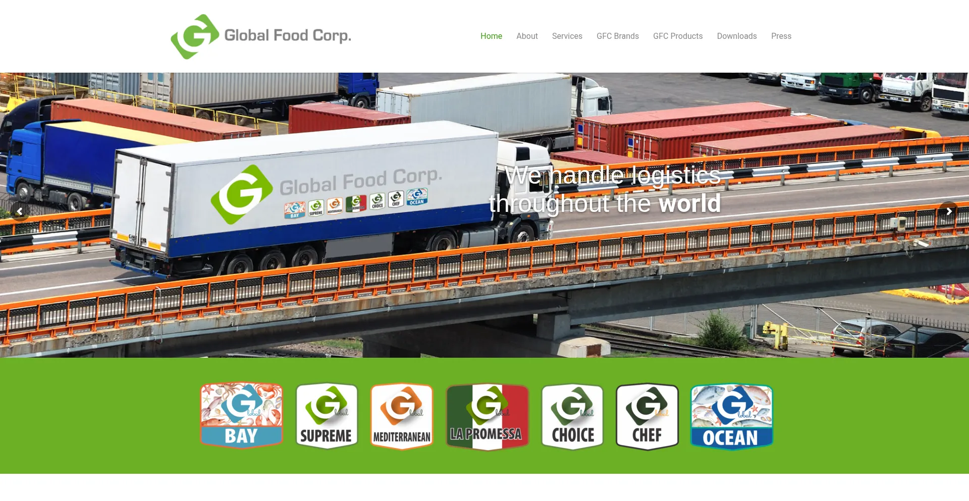 Website screenshot of Globalfoodinternational.com