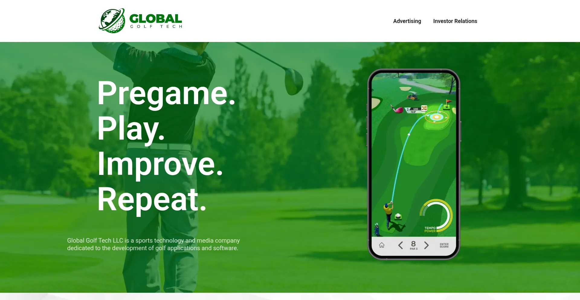 Website screenshot of Globalgolftech.com