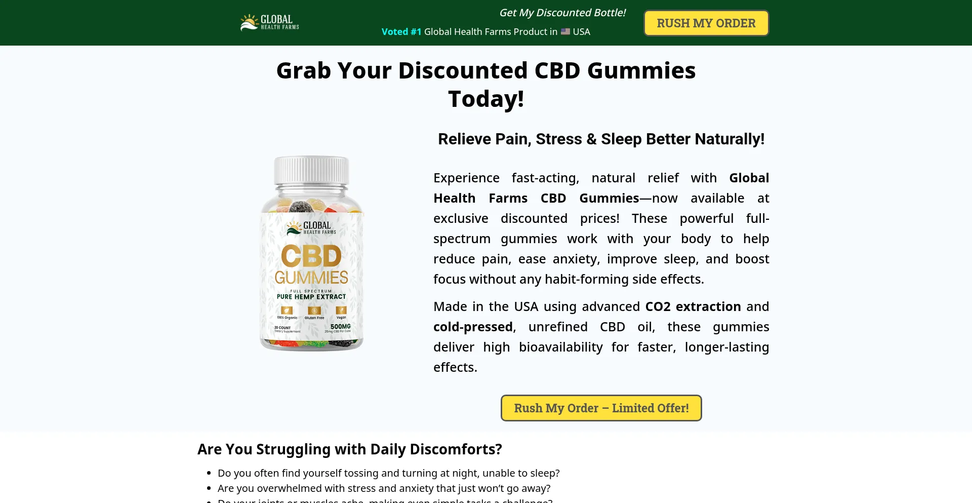Website screenshot of Globalhealthfarms.com