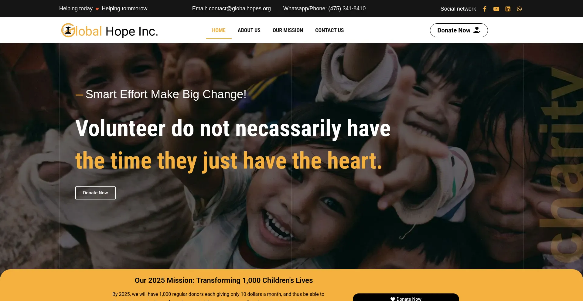 Website screenshot of Globalhopes.org
