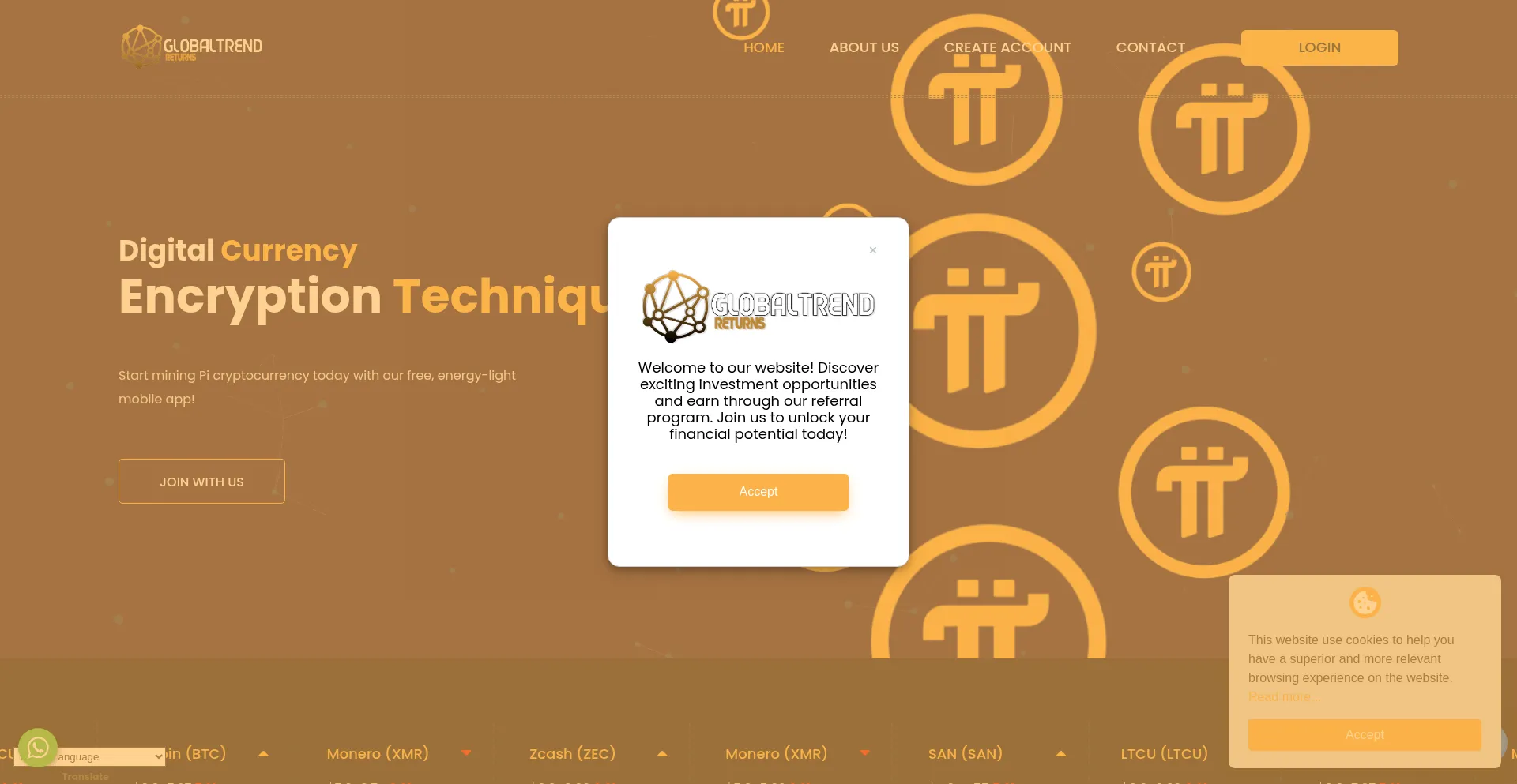 Website screenshot of Globaltrendreturns.com