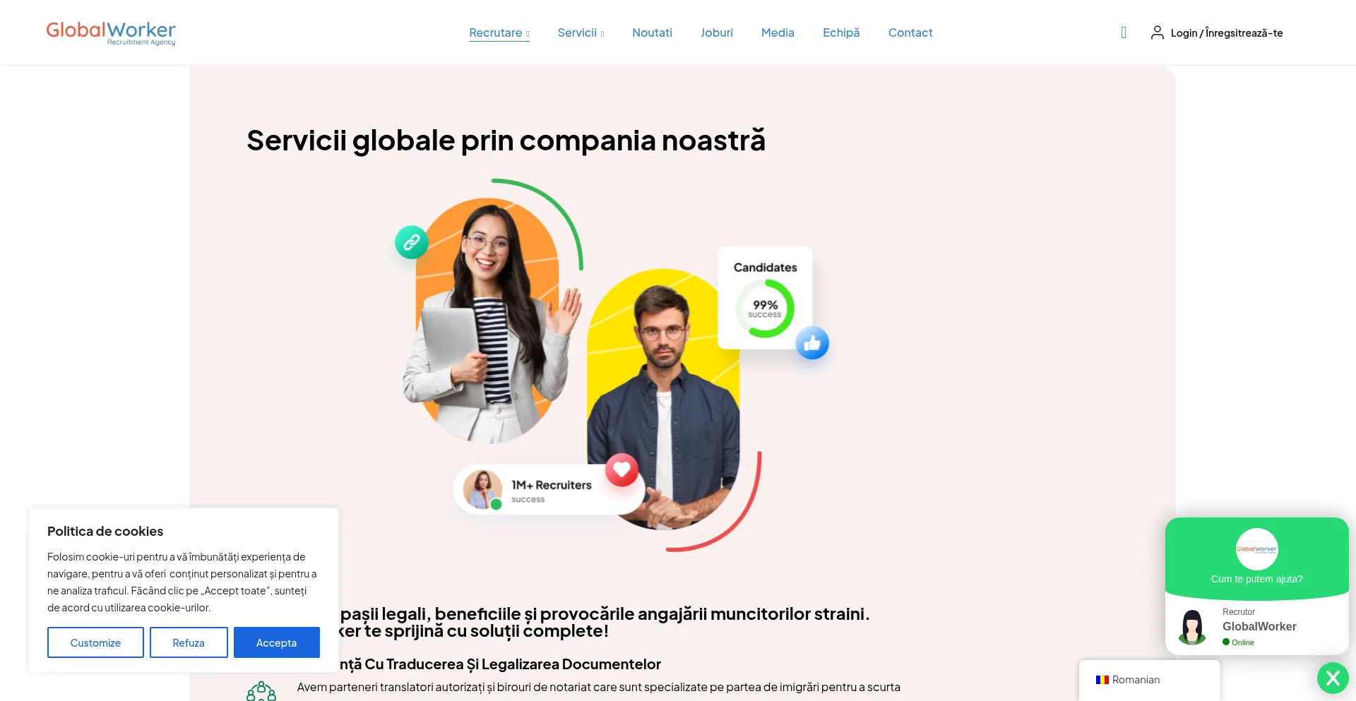 Website screenshot of Globalworker.ro